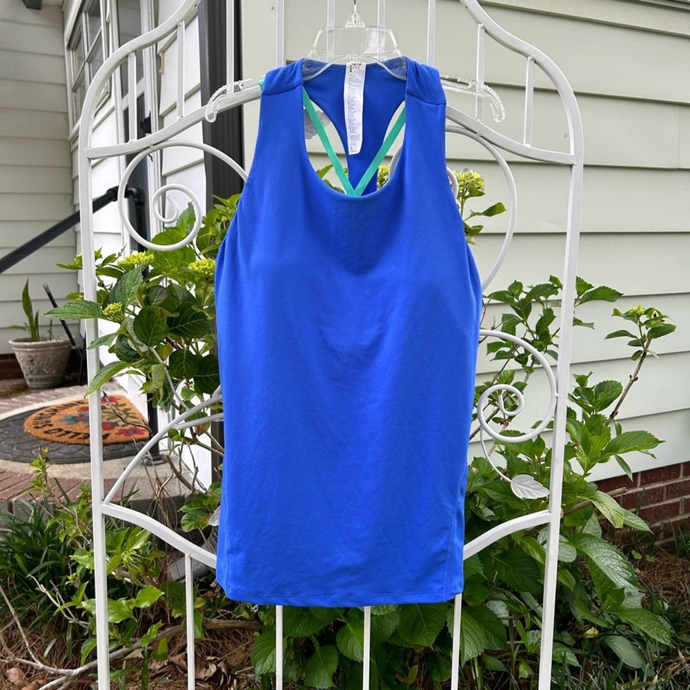 Fabletics Blue Tank Top with Multicolor Straps - Picture 2 of 4